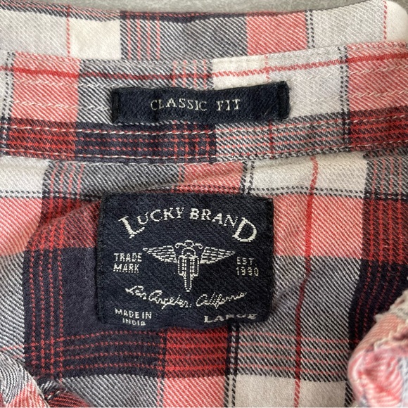 Lucky Brand Red and Gray Snap Front Checkered Shirt - Picture 2 of 6